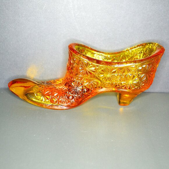 Fenton Glass Shoe Orange Color Home Decor Accents - Picture 1 of 6